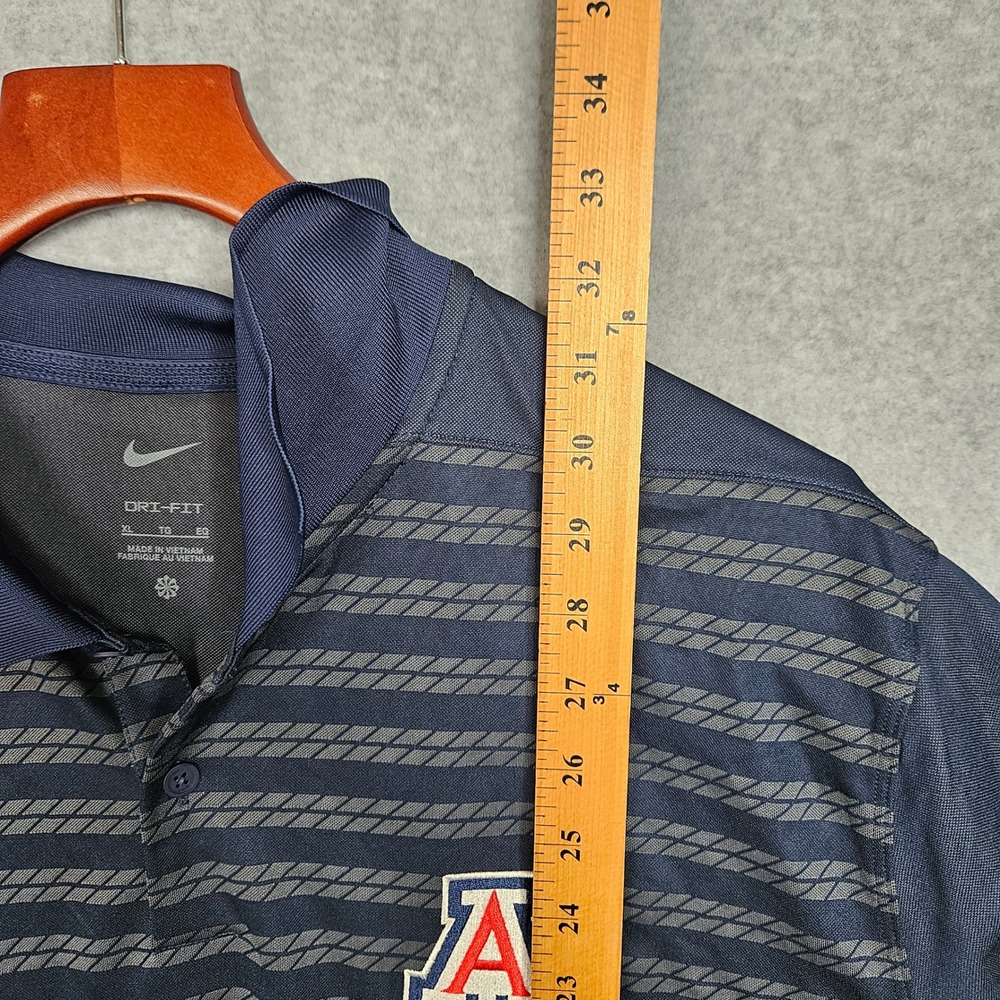 Nike Arizona Wildcats Dri-FIT Polo Shirt Mens XL Navy Blue Striped NCAA On Field - Picture 6 of 8